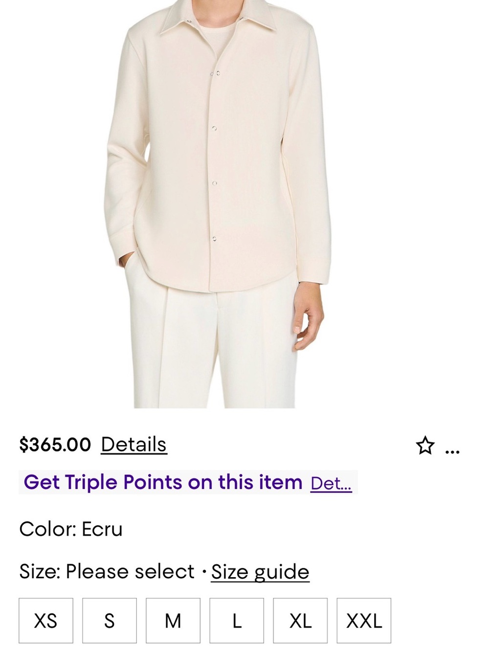 NWT Sandro Long-Sleeve Jersey Shirt in Cream size XL L